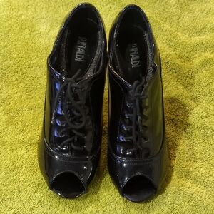 Marina Rinaldi Black Patent Peep Toe Heels